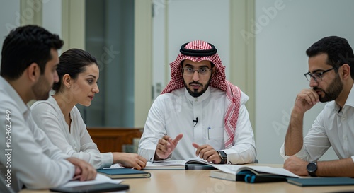 Collaborative Meeting: Diverse Team Discusses Business Strategy