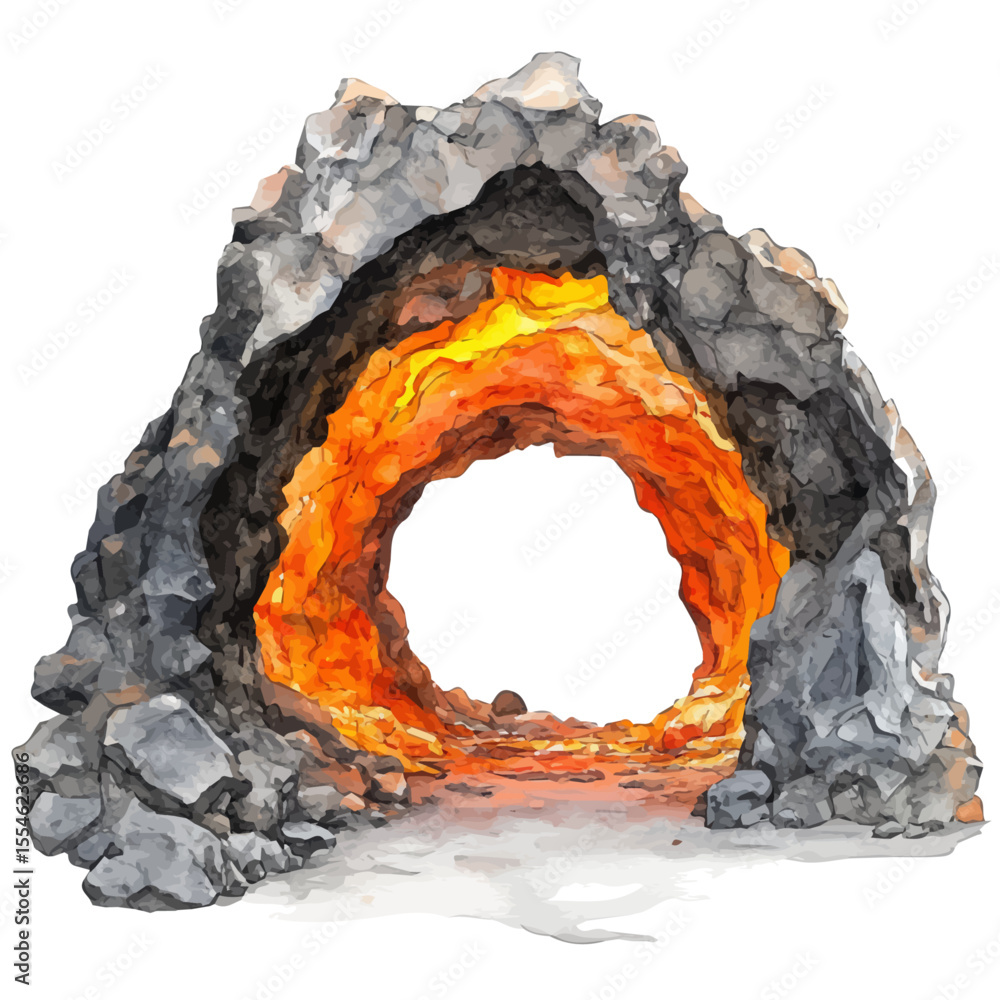 Obraz premium Lava Tubes, watercolor vector, isolated on a white background.