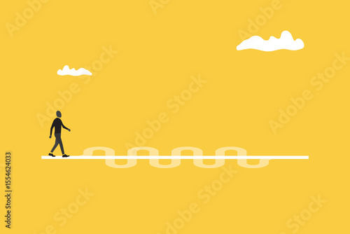 Businessman Choice to go the long way or the short way. concept of Shorten the path, job done easier and faster, Pay to win