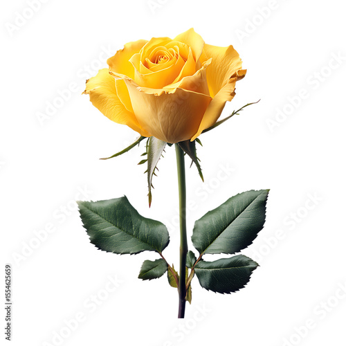Vibrant Yellow Rose Elegant Floral Photography On Transparent Background