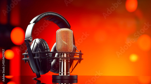 Happy radio day microphone on a black background