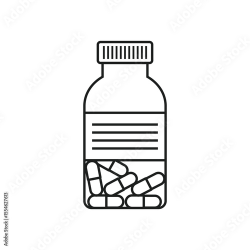 Pill icon in flat style. Drug vector illustration on isolated background. Medicine pharmacy sign business concept.