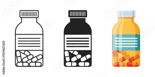 Pill icon set collection in flat style. Drug vector illustration on isolated background. Medicine pharmacy sign business concept.