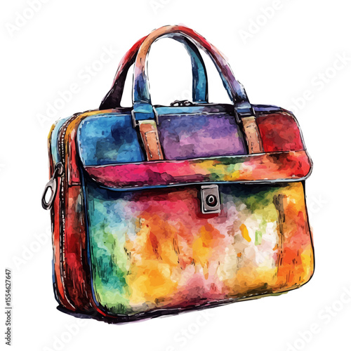 Laptop Bag, watercolor clipart vector, isolated on a white background.