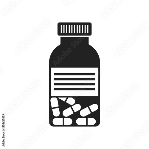 Pill icon in flat style. Drug vector illustration on isolated background. Medicine pharmacy sign business concept.