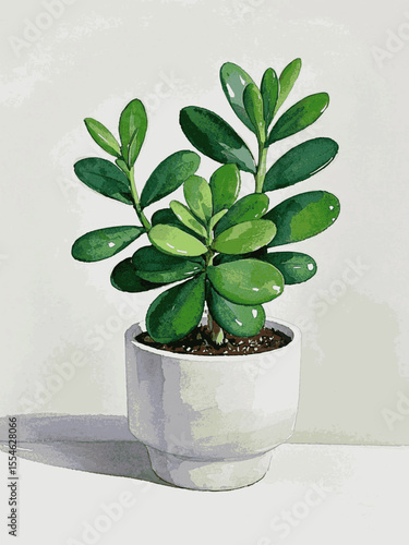 Plump Prosperity Glow Auspicious plants Jade Plant isolated watercolor vector illustration svg