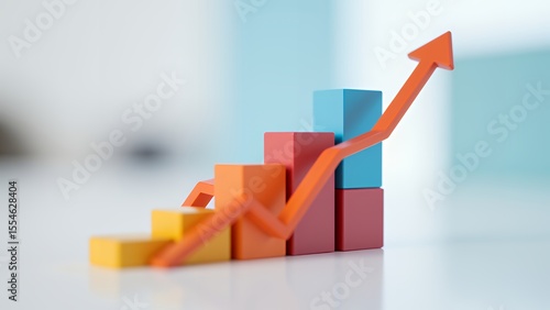 市場動向や業績向上を表現する複合グラフ