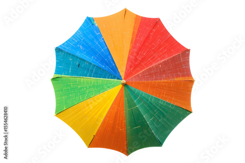 Top View of Colorful Beach Umbrella – Isolated PNG for Design Use