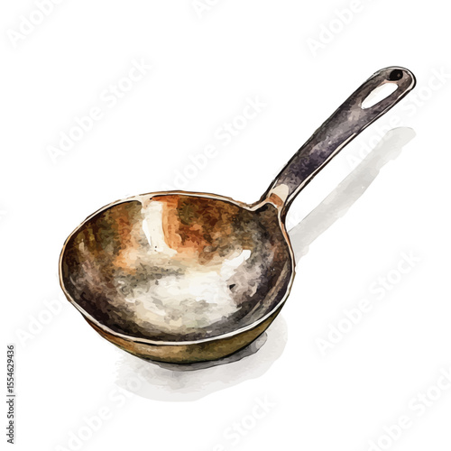 Ladle, watercolor drawing vector, isolated on a white background.