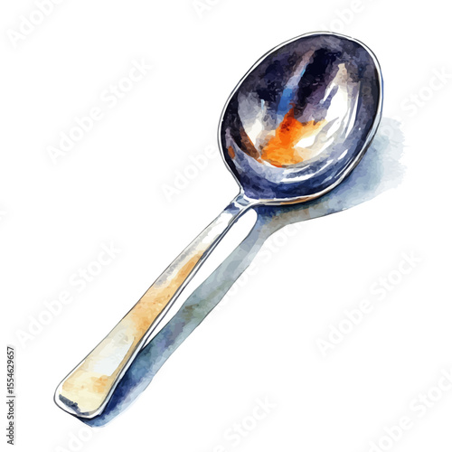 Ladle, watercolor painting vector, isolated on a white background.