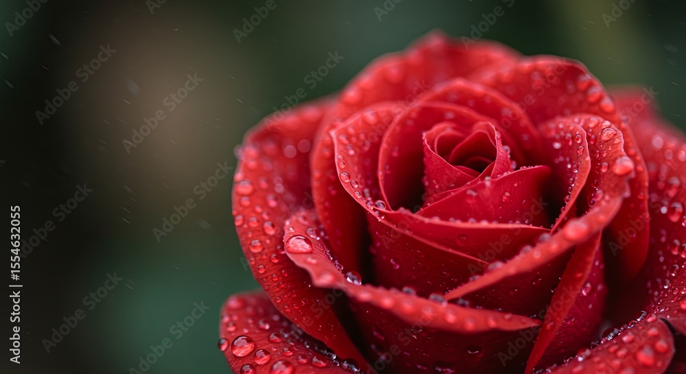 Close-up of a Dew-Kissed Red Rose A Stunning Floral Macro Photograph Close-up of a Dew-Kissed Red Rose A Stunning Floral Macro Photograph