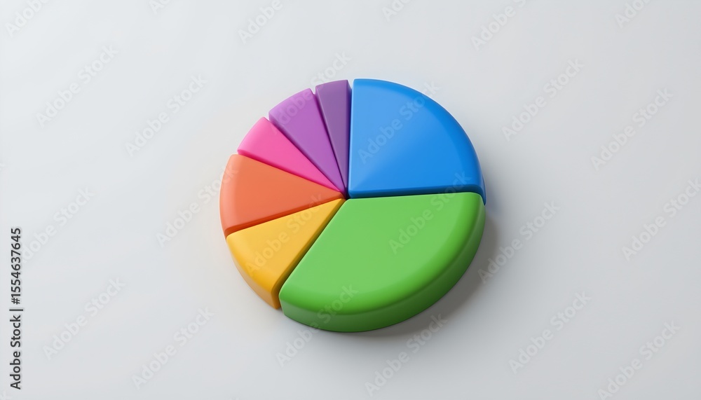 Fototapeta premium a simple 3d pie chart icon, data analysis symbol, isolated on white, 8k.