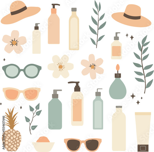 Summer skincare and wellness product vector