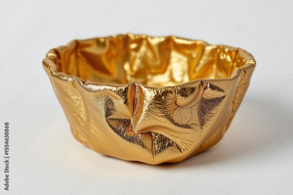 Fototapeta premium Gold Metallic Textured Bowl on White Background