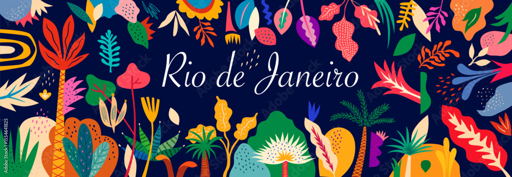 custom made wallpaper toronto digitalVector colorful illustration with tropical flowers, leaves. . Brazil tropical pattern.