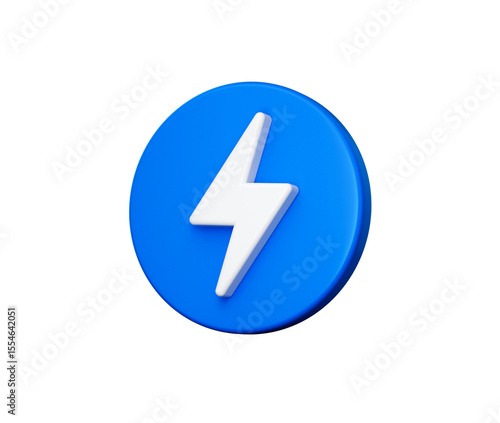 Free Download Blue icon with a white lightning bolt symbol, symbolizing energy, power and speed, 3d illustration - GFXLoad