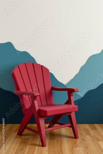 Red Chair on Blue Background