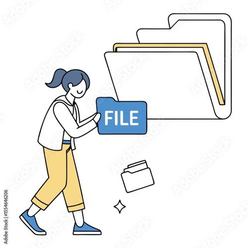 Vector computer file folder icon on a white background, for organizing digital documents.