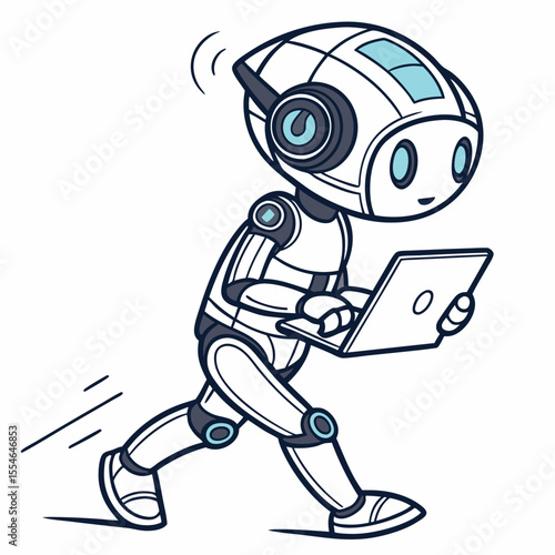 Futuristic robot assistant icon on a white background, symbolizing AI and advanced helper technology.