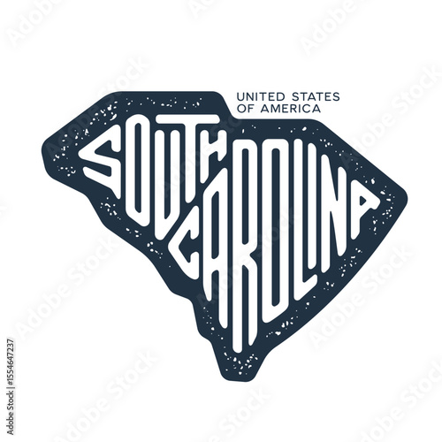 South Carolina. Hand drawn USA state name silhouette on white background. Modern typography for t shirt prints, posters, stickers, cards, souvenirs. Vector vintage illustration.