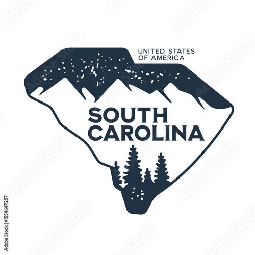 South Carolina. Hand drawn USA state name silhouette on white background. Modern typography for t shirt prints, posters, stickers, cards, souvenirs. Vector vintage illustration.