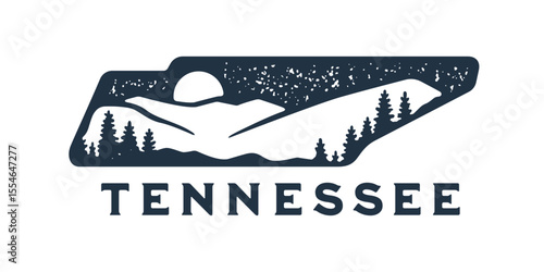 Tennessee. Hand drawn USA state name silhouette on white background. Modern typography for t shirt prints, posters, stickers, cards, souvenirs. Vector vintage illustration.