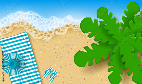 Summer vacation poster with 3d objects