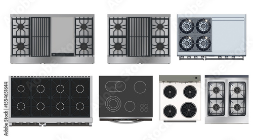 Quadro su tela Top View of Modern Stove and Cooktop Designs Collection