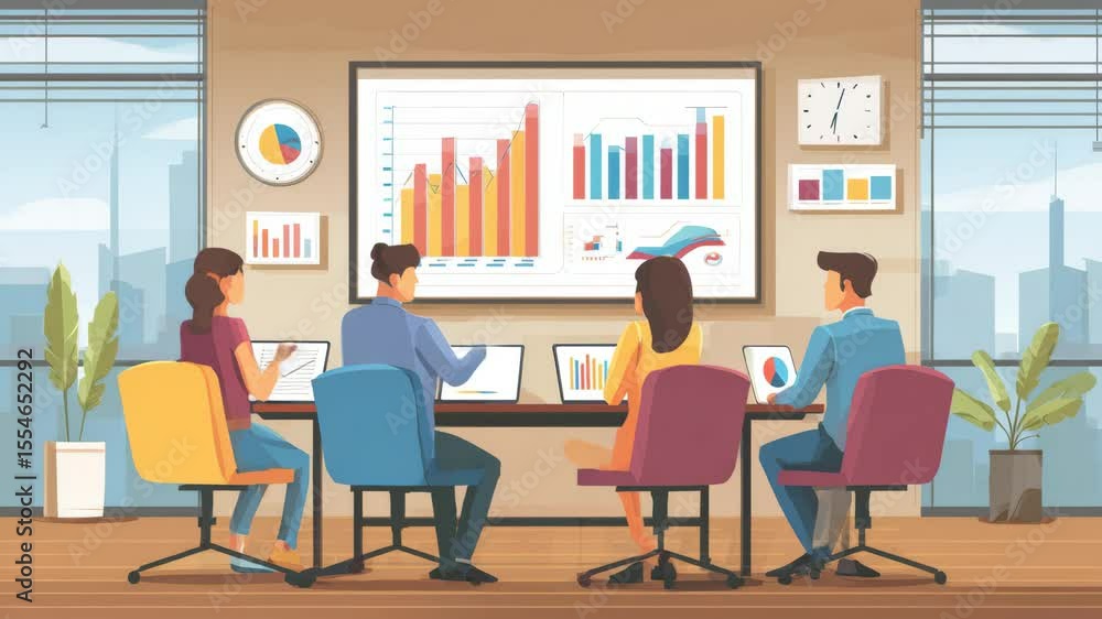 Business meeting with graphs and charts Business meeting with graphs and charts