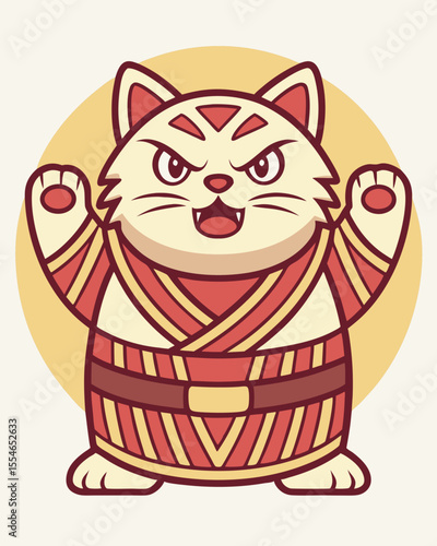 Sumo wrestler cat vector illustration. logo. icon.