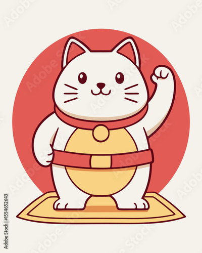 Sumo wrestler cat vector illustration. logo. icon.