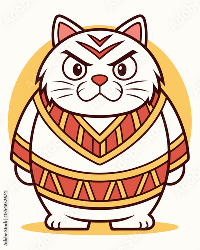 Sumo wrestler cat vector illustration. logo. icon.
