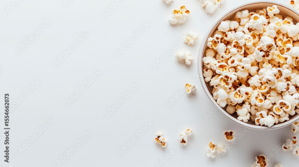 Bowl of popcorn on white background with copy space. Bowl of popcorn on white background with copy space.