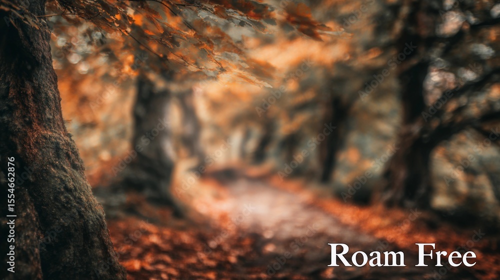 Fototapeta premium Simple scene with blurred tents and woods behind the phrase 