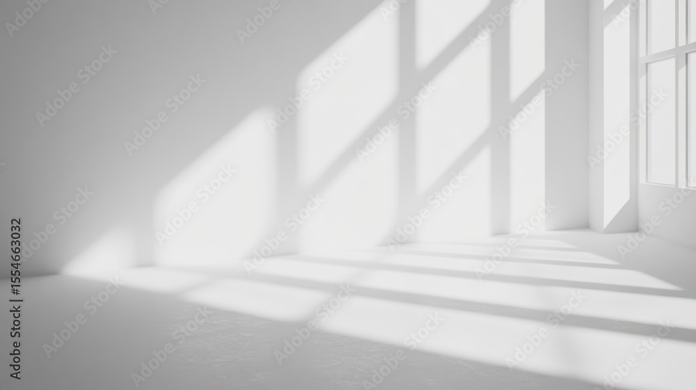 Obraz premium Empty room with sunlit shadows.