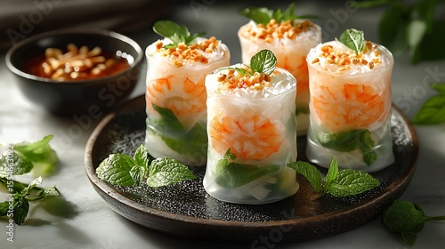 Fresh vegetable rice paper rolls high resolution picture