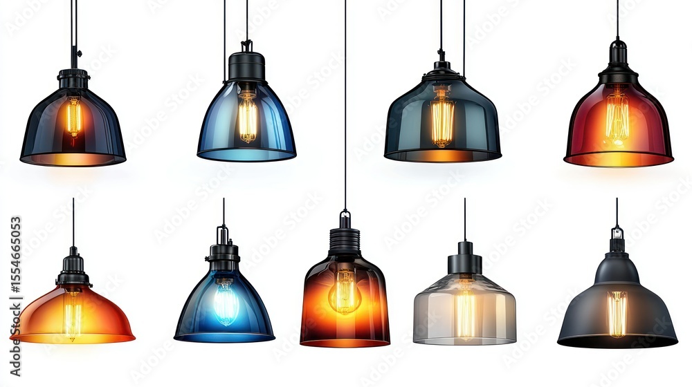 Fototapeta premium Set of pendant lamps in various colors