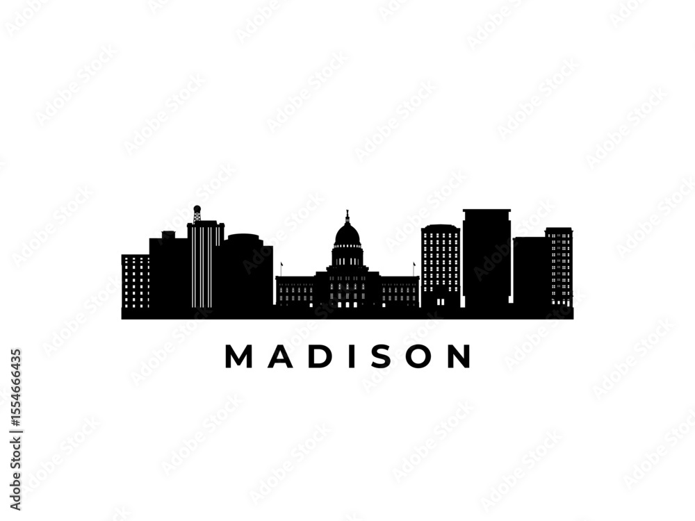 Naklejka premium Vector Madison skyline. Travel Madison famous landmarks. Business and tourism concept for presentation, banner, web site.