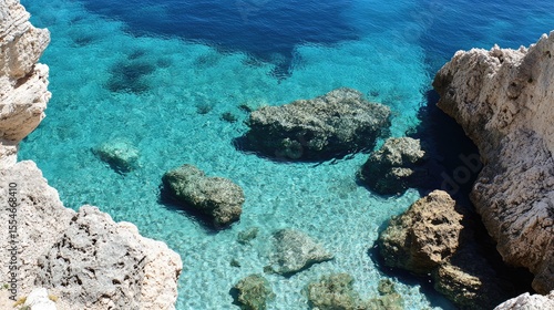 Wallpaper Mural Clear turquoise water laps at coastal rocks. Torontodigital.ca