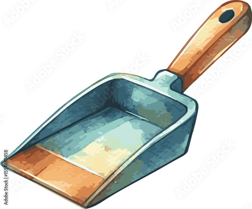 Vector watercolor painted illustration of a dustpan