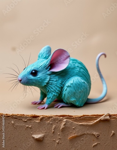 A Cute Pastel Blue Mouse 3D Render