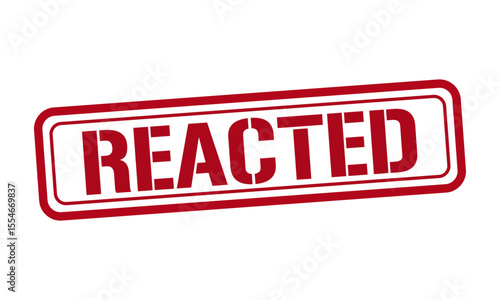 REACTED red stamp text vector, rubber stamp