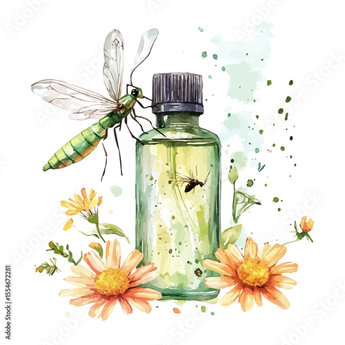 watercolor vector of Insect Repellent, isolated on a white background.