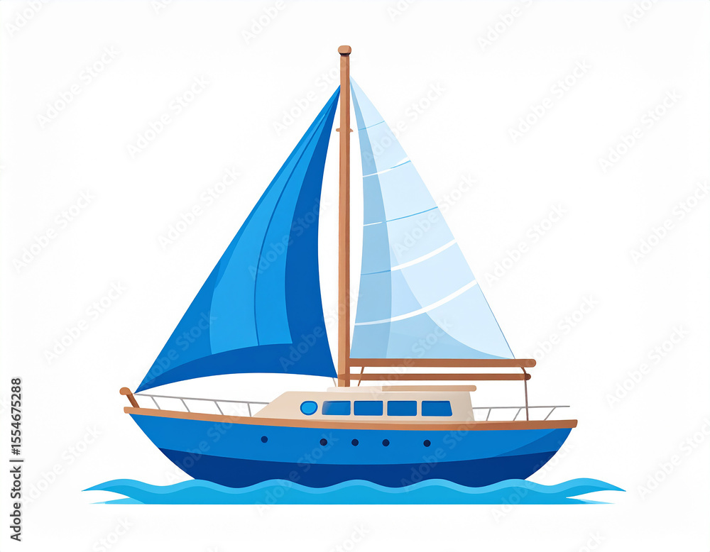 Fototapeta premium Simple Sailboat Icon Vector – Minimalist Black Sailing Boat Silhouette on White Background, Perfect for Travel Graphics, Marine Logos, Nautical Themes, and Sea Transport Concept Illustrations