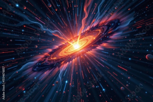 Vibrant Galaxy Explosion in Cosmic Space Digital Pixel Art