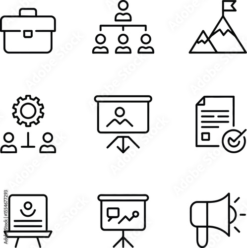 Modern Business Strategy & Workflow Icon Kit 