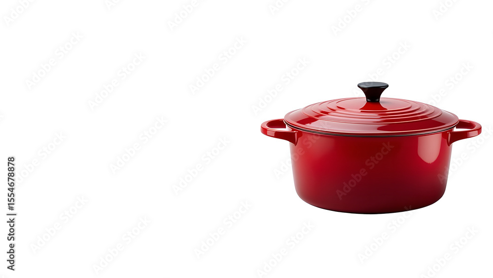 Red dutch oven with lid stock pot enameled cast iron cookware kitchenware for cooking soups stews and braising on transparent background Red dutch oven with lid stock pot enameled cast iron cookware kitchenware for cooking soups stews and braising on transparent background