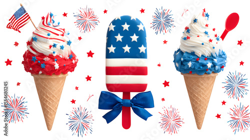 Minimalist 4th of July Vector Set – Stars, Stripes, Fireworks & Uncle Sam Hat in Bold Flat Design