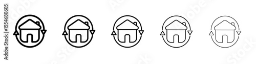 360 degree house icon flat simple outline logo