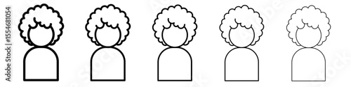 afro-american woman or girl icon flat simple outline logo